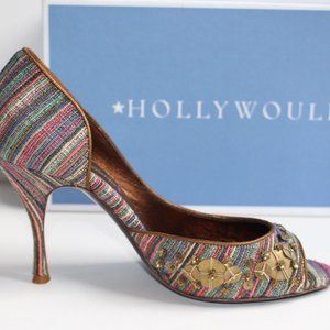 HOLLYWOULD striped sequence heels